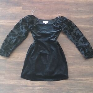 (NEW) SPEECHLESS GIRL'S LONG SLEEVE FLOCKED TULLE AND VELVET PARTY DRESS.